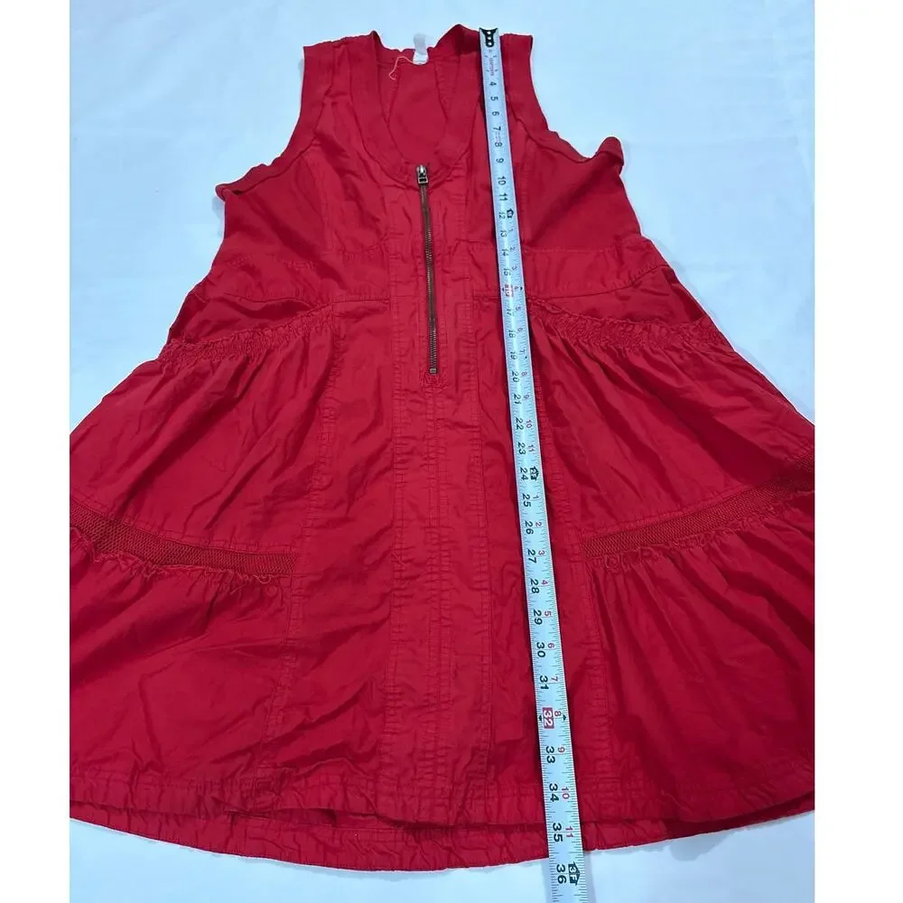 Daily Practice Anthropologie Womens Medium Red Trek Utility Mini Dress Pockets - Picture 11 of 11